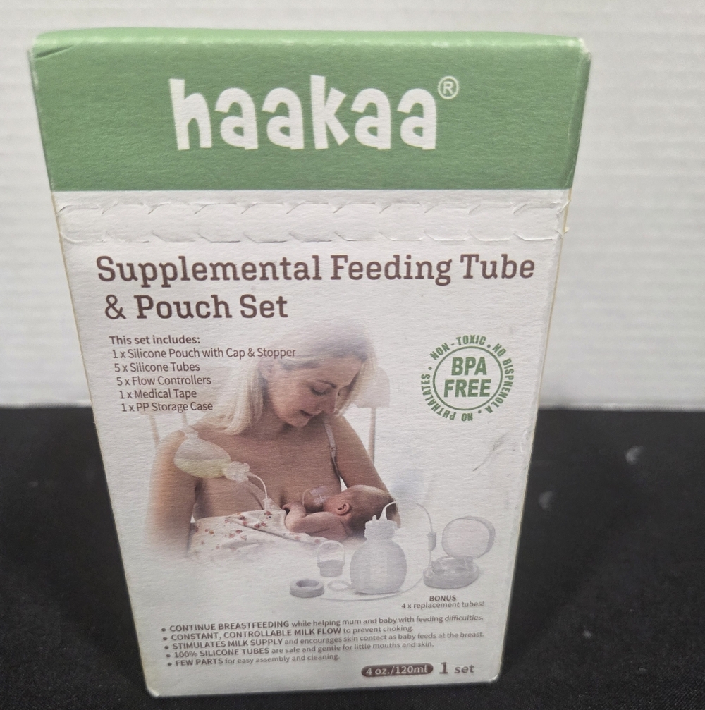 haakaa Supplemental Feeding Tube & Pouch Set - Green/White